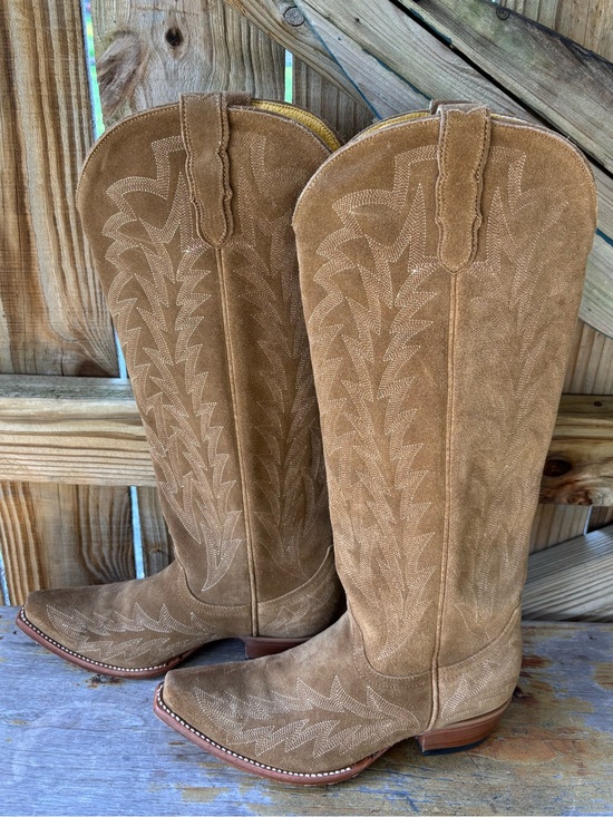 JRC & Sons Shoes - JRC & Sons Bootmakers Nancy Sand Suede Snip Toe Tall Western Boots Size 7B